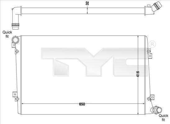 TYC 737-0063-R - Радіатор, охолодження двигуна autozip.com.ua