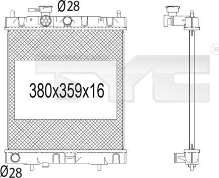 TYC 724-1001 - Радіатор, охолодження двигуна autozip.com.ua