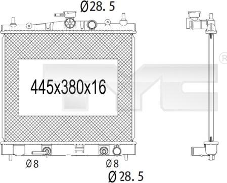 TYC 724-1014 - Радіатор, охолодження двигуна autozip.com.ua