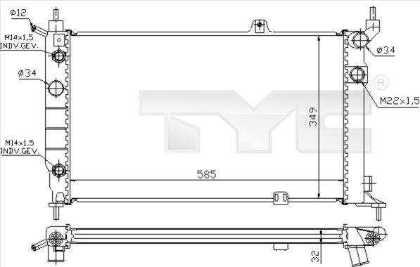 TYC 725-0002 - Радіатор, охолодження двигуна autozip.com.ua