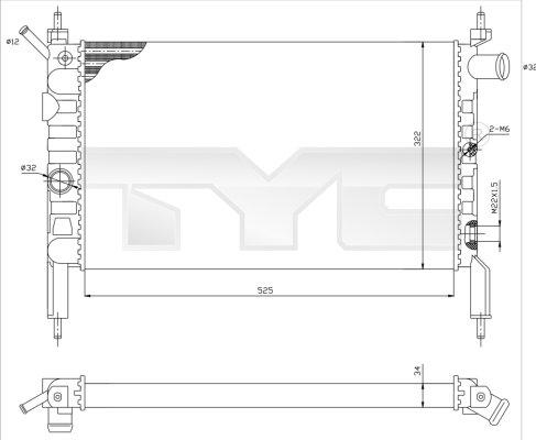 TYC 725-0018 - Радіатор, охолодження двигуна autozip.com.ua