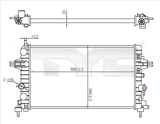 TYC 725-0036-R - Радіатор, охолодження двигуна autozip.com.ua