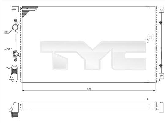 TYC 725-0030 - Радіатор, охолодження двигуна autozip.com.ua