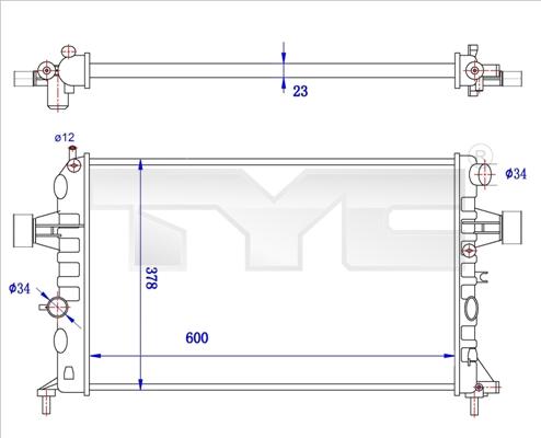 TYC 725-0038-R - Радіатор, охолодження двигуна autozip.com.ua