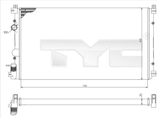 TYC 725-0029 - Радіатор, охолодження двигуна autozip.com.ua
