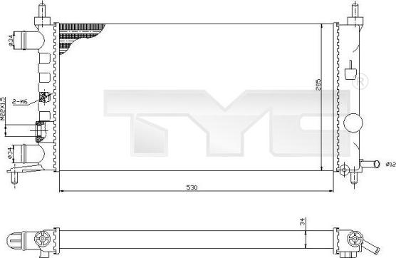 TYC 725-0025-R - Радіатор, охолодження двигуна autozip.com.ua