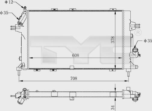 TYC 725-0028-R - Радіатор, охолодження двигуна autozip.com.ua