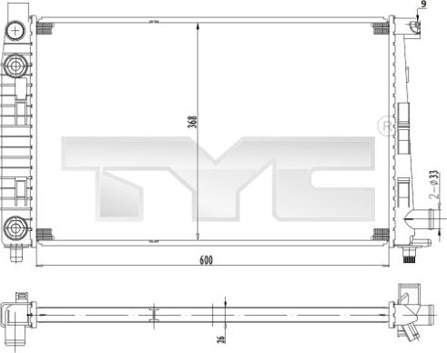 TYC 721-0012 - Радіатор, охолодження двигуна autozip.com.ua