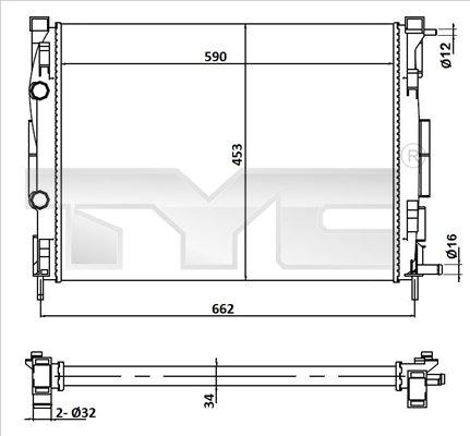 TYC 728-0054 - Радіатор, охолодження двигуна autozip.com.ua