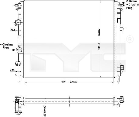 TYC 728-0010 - Радіатор, охолодження двигуна autozip.com.ua