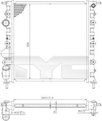 TYC 728-0013 - Радіатор, охолодження двигуна autozip.com.ua