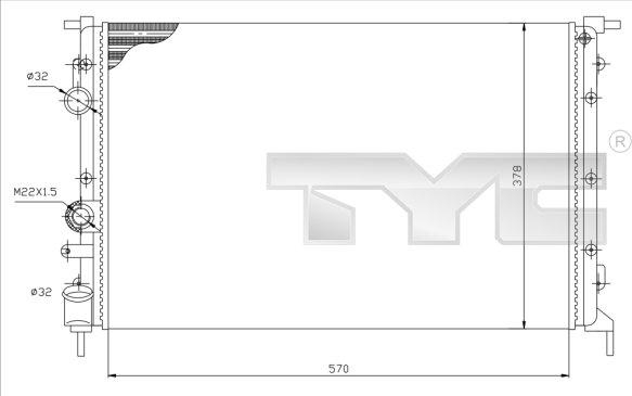 TYC 728-0027 - Радіатор, охолодження двигуна autozip.com.ua