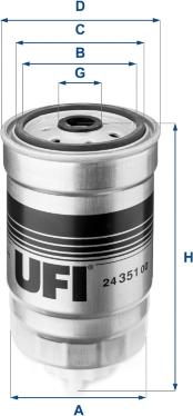 UFI 24.351.00 - Фильтр топливный FIAT DUCATO. CITROEN JUMPER OE пр-во UFI autozip.com.ua