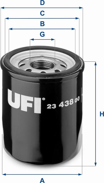 UFI 23.438.00 - Фильтр масляный FIAT 500 1.2-1.4 11-. DOBLO 1.2-1.4 03- пр-во UFI autozip.com.ua