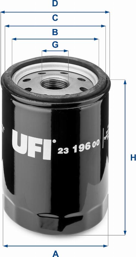 UFI 23.196.00 - Масляний фільтр autozip.com.ua