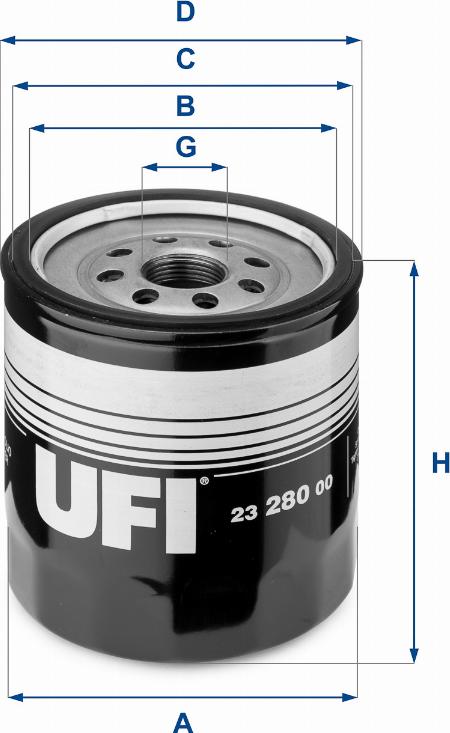 UFI 23.280.00 - Фильтр масляный FORD FOCUS 1.8 TDCI 98-04 пр-во UFI autozip.com.ua