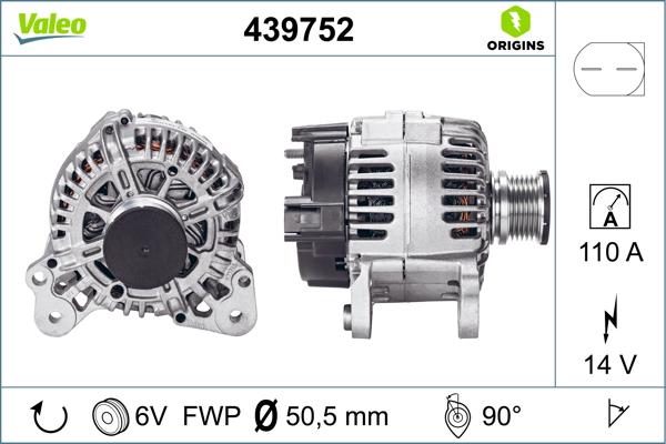 VALEO 439752 - Генератор autozip.com.ua