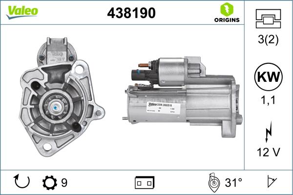 VALEO 438190 - Стартер autozip.com.ua