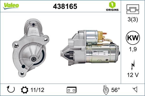 VALEO 438165 - Стартер autozip.com.ua