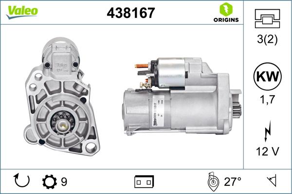 VALEO 438167 - Стартер autozip.com.ua