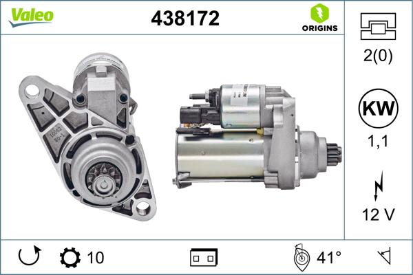 VALEO 438172 - Стартер autozip.com.ua