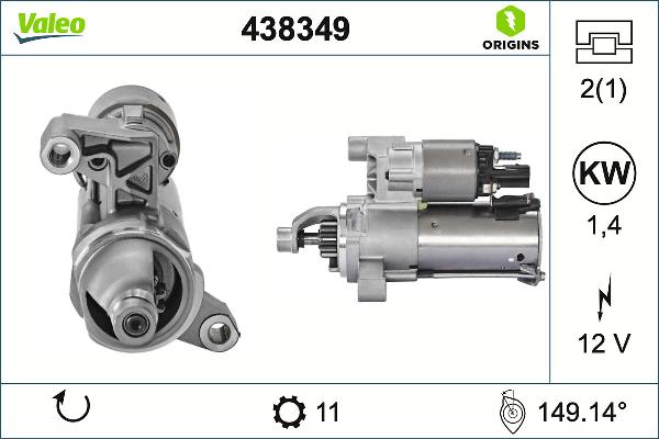 VALEO 438349 - Стартер autozip.com.ua