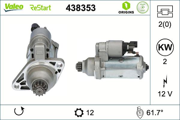 VALEO 438353 - Стартер autozip.com.ua