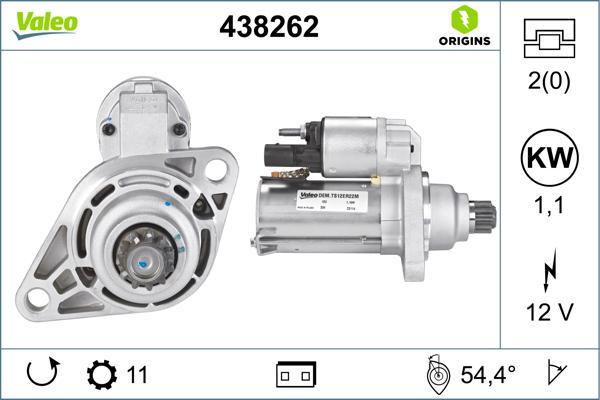 VALEO 438262 - Стартер autozip.com.ua