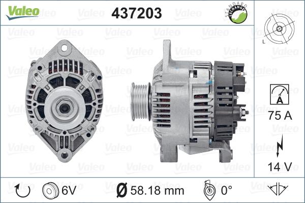 Valeo 437203 - Генератор autozip.com.ua