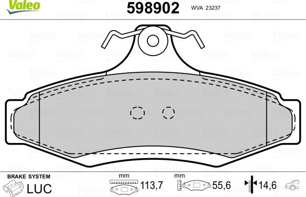 Valeo 598902 - Гальмівні колодки, дискові гальма autozip.com.ua