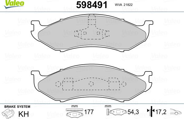 Valeo 598491 - Гальмівні колодки, дискові гальма autozip.com.ua