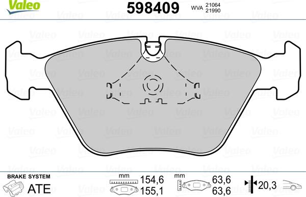 Valeo 598409 - Гальмівні колодки, дискові гальма autozip.com.ua