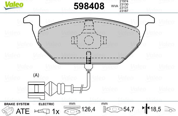 Valeo 598408 - Гальмівні колодки, дискові гальма autozip.com.ua