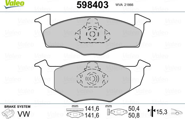 Valeo 598403 - Гальмівні колодки, дискові гальма autozip.com.ua