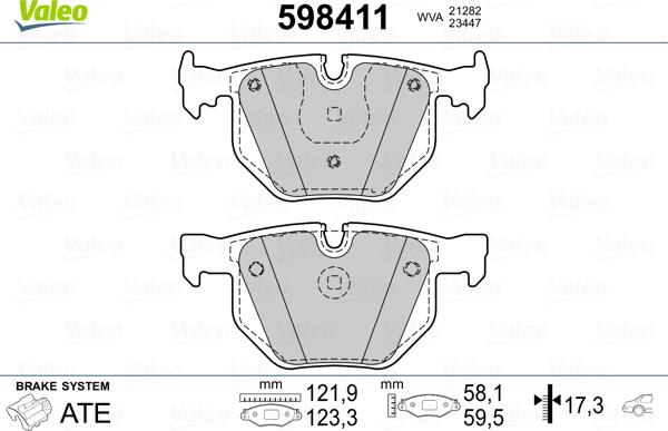 Valeo 598411 - Гальмівні колодки, дискові гальма autozip.com.ua