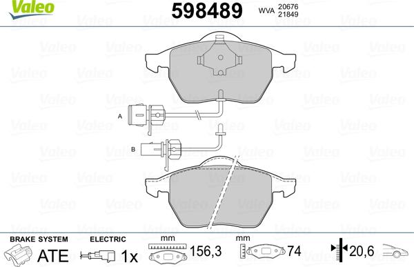 Valeo 598489 - Гальмівні колодки, дискові гальма autozip.com.ua