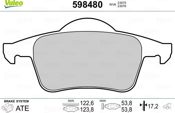 Valeo 598480 - Гальмівні колодки, дискові гальма autozip.com.ua