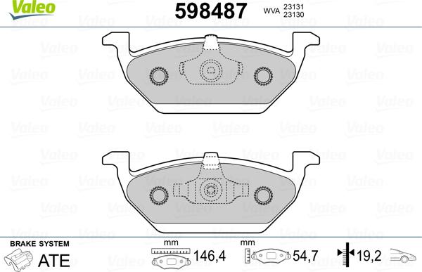 Valeo 598487 - Гальмівні колодки, дискові гальма autozip.com.ua