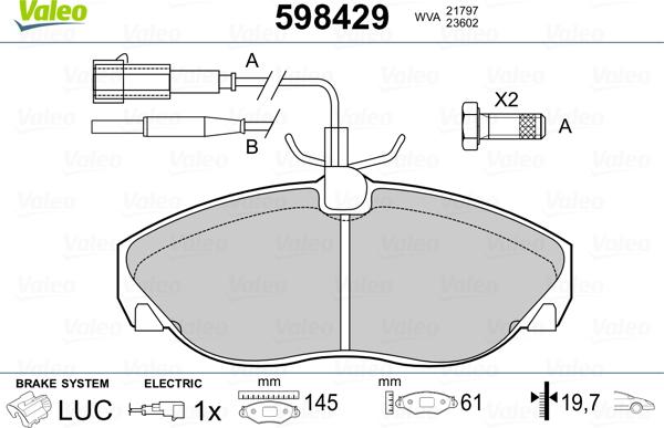 Valeo 598429 - Гальмівні колодки, дискові гальма autozip.com.ua