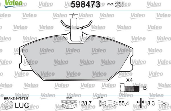 Valeo 598473 - Гальмівні колодки, дискові гальма autozip.com.ua