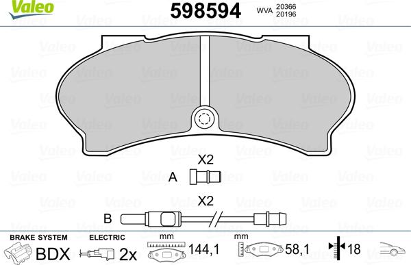 Valeo 598594 - Гальмівні колодки, дискові гальма autozip.com.ua