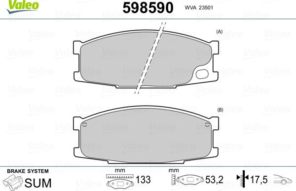 Valeo 598590 - Гальмівні колодки, дискові гальма autozip.com.ua