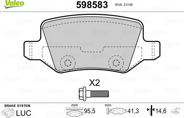 Valeo 598583 - Гальмівні колодки, дискові гальма autozip.com.ua