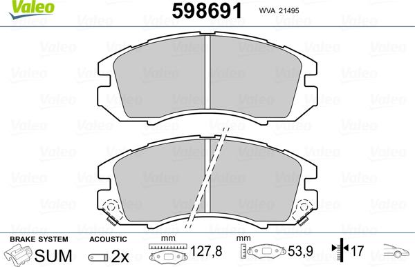 Valeo 598691 - Гальмівні колодки, дискові гальма autozip.com.ua