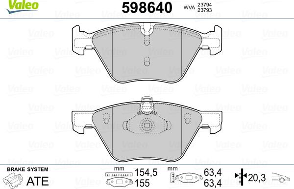 Valeo 598640 - Гальмівні колодки, дискові гальма autozip.com.ua