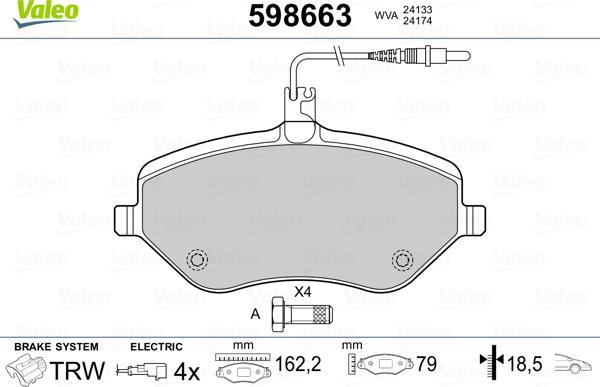 Valeo 598663 - Гальмівні колодки, дискові гальма autozip.com.ua