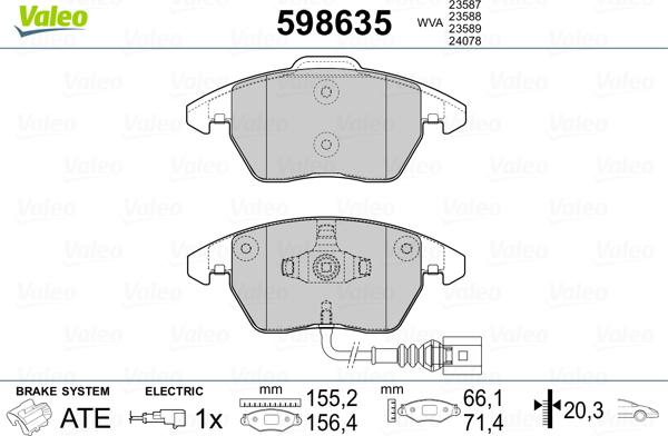 Valeo 598635 - Гальмівні колодки, дискові гальма autozip.com.ua