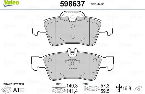 Valeo 598637 - Гальмівні колодки, дискові гальма autozip.com.ua