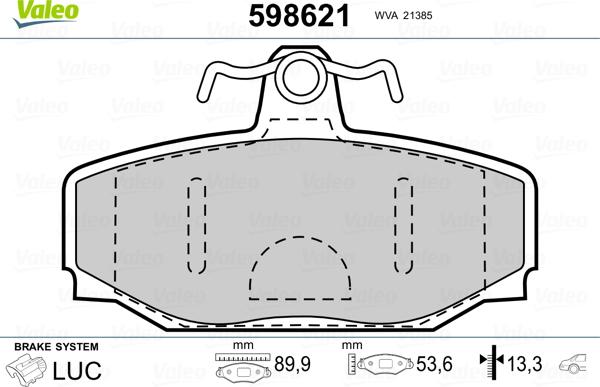 Valeo 598621 - Гальмівні колодки, дискові гальма autozip.com.ua