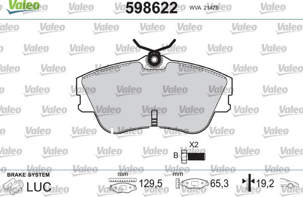 Valeo 598622 - Гальмівні колодки, дискові гальма autozip.com.ua